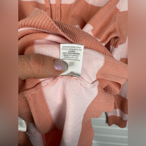 Christopher & Banks women’s pink striped cowl necked drawstring sweater. Size L. - Picture 5 of 5